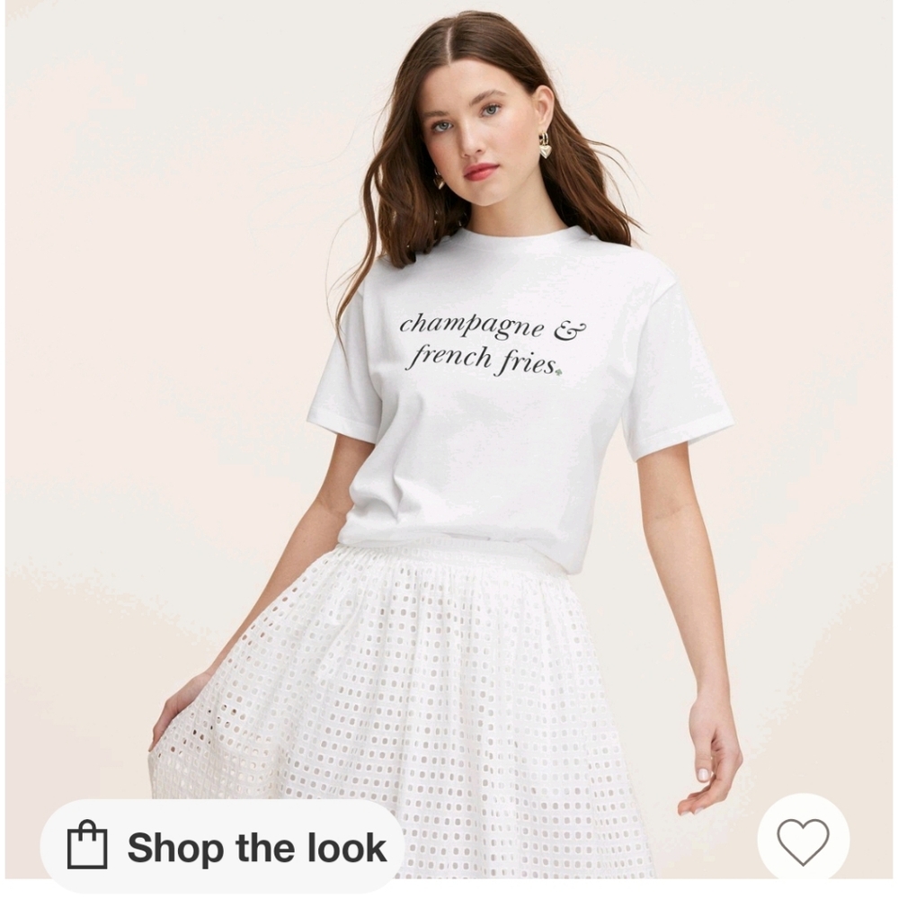 Champagne & French Fries Short Sleeve Graphic T-Shirt NWT